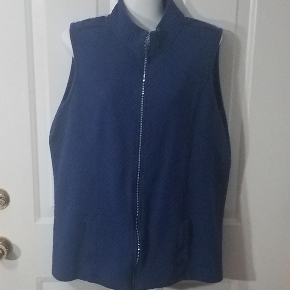 Quacker Factory Tops - Quacker Factory Blue Sleeveless Rhinestone Zipper
